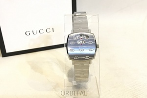 二子玉)GUCCI グッチ 未使用 グリップウォッチ GRIP 27mm 定価176,000円 インターロッキングG シルバー 体重計 クオーツ 腕時計