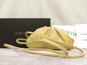 超美品●BOTTEGA VENETA ボッテガ ヴェネタ●ザ ポーチ●カーフ レザー 本革●ミニ ショルダー バッグ●ベージュ●G金具●肩掛け●Js46722