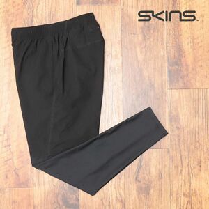 1円/SKINS/Lサイズ/ランニング パンツ 撥水 ストレッチ 快適 ロゴ 反射板 スポーティー トレーニング 新品/黒/ブラック/jd136/