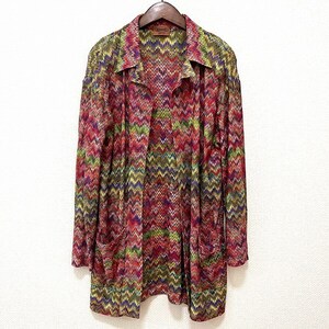 #anc ミッソーニ MISSONI カーディガン マルチ ジャケット イタリア製 ロング シェブロン柄 イタリア製 レディース [905788]