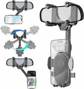 バックミラー スマホホルダー 車載携帯電話ホルダーアクセサリー 多機能 T080