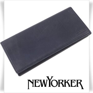 新品1円～★NEWYORKER ニューヨーカー 牛革レザー 二つ折り長財布 ロングウォレット ネイビー マディソン 正規店本物◆4557◆