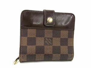 1円 ■美品■ LOUIS VUITTON ルイヴィトン N61668 ダミエ コンパクトジップ 二つ折り 財布 ウォレット レディース ブラウン系 FG0208