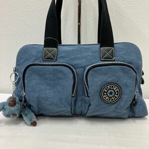 □48−2682 Kipling キプリング レディース トートバッグ 肩がけバッグ 水色系 くすみカラー チャーム付き 軽量 カジュアルシンプル 