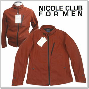 ニコルクラブフォーメン NICOLE CLUB FOR MEN フロッキージャージ レザーライクライダース 4464-3700-10(オレンジ)-46(M) ジャンバー