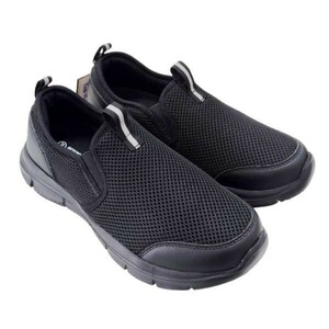 24250 新品 スリッポン スニーカー ブラック 27.5cm 運動靴 作業靴 軽量 3E 幅広 通学 メッシュ素材 メンズ