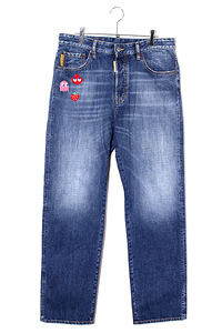 DSQUARED2 × PACMAN SIZE:50 Cartoon Patch Straight Leg Jeans カートゥーンパッチ ストレートレッグジーンズ INDIGO インディゴ S71LB13