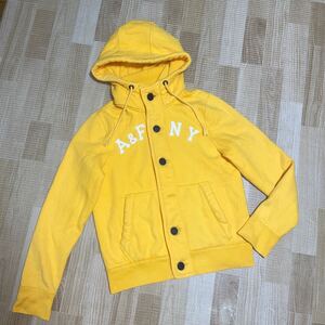 Abercrombie&Fitch アバクロンビー＆フィッチ スウェット パーカー ジャケット L イエロー系 カレッジ フェルト A&F NY LOGO ロゴ アバクロ