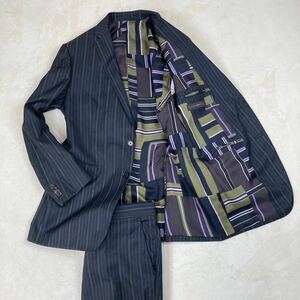 美品　エトロ　スーツ　セットアップ　シルク混　XXL ストライプ　ブラック　ETRO テーラードジャケット　ペイズリー　派手柄　最高級