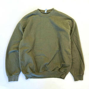 LOS ANGELES APPAREL　ロサンゼルスアパレル　ガーメントダイ クルーネック スウェット　　ARMY サイズL　 HEAVY FLEECE 14oz MADE IN USA