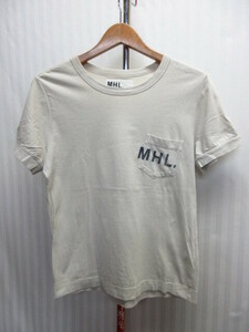 MHL　マーガレットハウエル　ポケットTシャツ　SIZE３　ロゴTシャツ　半袖カットソー　ベージュ系　半袖シャツ　半袖ウエア　08202