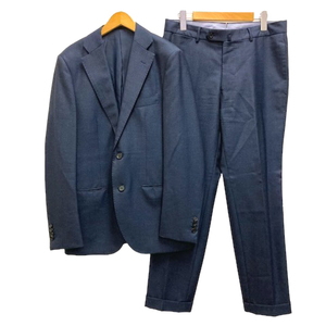 トゥモローランド TOMORROWLAND スーツ セットアップ ジャケット シングル テーラード パンツ ダブル ウール 無地 紺 ネイビー メンズ