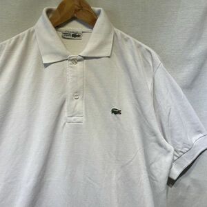 希少! 70s LACOSTE フランス製 XXL ビッグサイズ ホワイト ポロシャツ ビンテージ ラコステ フレラコ 80s 90s