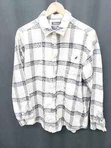 ◇ ⊇ KANGOL　×　MONO-MART 起毛素材 長袖 シャツ サイズM ホワイト　ブラック レディース メンズ P