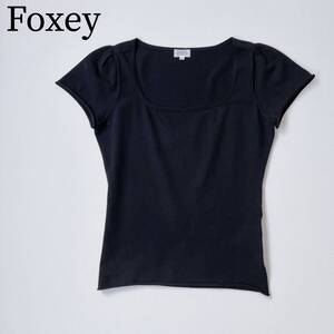 美品 FOXEY BOUTIQUE フォクシーブティック ニット　セーター スクエアーネック　半袖 トップス　Tシャツ　カットソー レディース