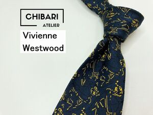 【超美品】Vivienne Westwood　ヴィヴィアンウエストウッド　全面オーブ柄 ネクタイ 3本以上 送料無料 メンズ ネイビー　1205090