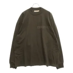 ESSENTIALS FEAR OF GOD (エッセンシャル フィアオブゴッド) フロントアーチロゴ モックネック ロングスリーブカットソー 長袖Tシャツ カーキ