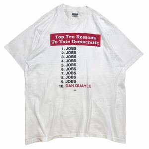 5千スタ【90s USA製 選挙 DAN QUAYLE プリント Tシャツ XL】vote ビンテージ 古着 政治 Hanes シングルステッチ アート フォト メッセージ