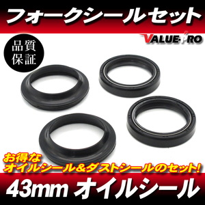 43パイ フォークシールセット 43ｍｍ オイルシール ＆ ダストシール 1台分 ◆ 1400GTR ZX-10R ZX-12R ZZ-R1200 NINJA H2