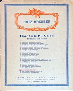 クライスラー Airs russes (ヴァイオリン+ピアノ)輸入楽譜 Fritz Kreisler TRANSKRIPTIONEN 洋書