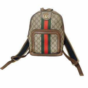 【正規品】グッチ GUCCI オフィディア GG スモール バックパック ダブルG ウェブ リュック GGスプリーム ブラウン 547965 1円スタート