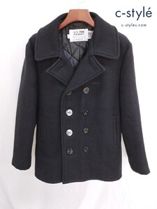 Y970 [人気] SCHOTT ショット ピーコート 38 ブラック U.S.740N PEA JACKET アメリカ製 | Y★