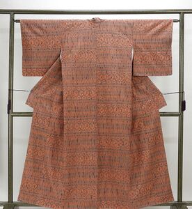 紬 未着用美品 正絹 絞り染師 清鈴 身丈156.5cm 裄丈62cm 加賀白山紬 未使用 新古品 着物 カジュアル d0345