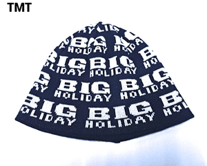 【TMT BIG HOLIDAY KNIT CAP NAVY BIG HOLIDAY T.M.T. 総柄 ロゴ ビーニー ニットキャップ ニット帽 帽子 フリーサイズ ネイビー】