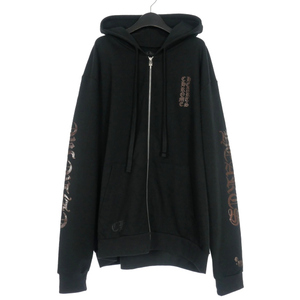 クロムハーツ CHROME HEARTS 1998 Vertical Logo Glitter ダガー ジップフーディ パーカー 長袖 XL ブラック 黒 メンズ