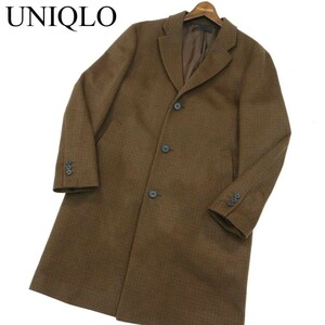 19AW★ UNIQLO ユニクロ 秋冬 チェック ウール カシミヤ チェスター コート Sz.M　メンズ　A2T12287_A#N