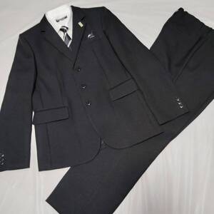 超美品 165A 男子 卒業式スーツ 卒服 フルセット ヒロミチナカノ 黒　ブラック　セットアップ 礼服 式服 フォーマルスーツ