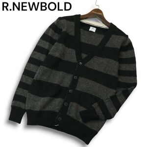 R.NEWBOLD ポールスミス 秋冬★ カーディガン Vネック ボーダー 羊毛 アルパカ 長袖 Sz.M メンズ　A4T11616_B#K