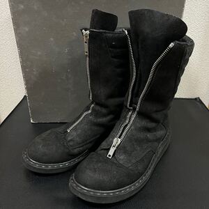 1スタ！Rick Owens ZIPPED MILITARY BOOT バスケットクリーパー　スエード　ブラック【41】フロントジップ　正規品