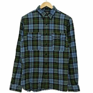 (946) 美品 【 RRL 】 チェック ワーク シャツ M ブルー CHECK WORK SHIRT ダブルアールエル ラルフローレン Ralph Lauren