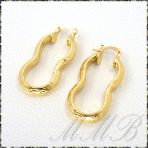 [EARRING] Gold Greek Key Hoop ゴールド 落花生 ピーナッツ グリークキー デザイン フープ リング ピアス