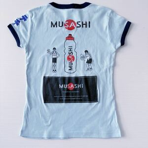 【訳あり】 ムサシ MUSASHI サプリ ブルー リンガー Tシャツ 女S(XXS相当) 女児 リス ステップ台 前・袖・背中プリント トレーニング 汚有