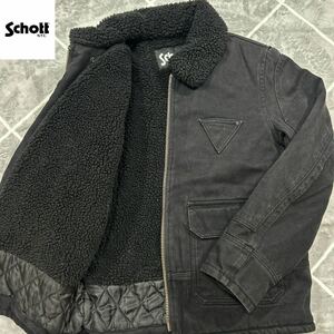 【真冬の極上品】極美品 上野商会 最高傑作 SCHOTT ショット フライトジャケット L 黒 内ボア【極暖】抜群の保温性 ボタン刻印 ジップロゴ