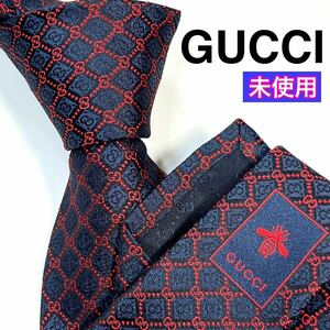 未使用 GUCCI グッチ ネクタイ　GG柄　GGランバス　現行　蜂