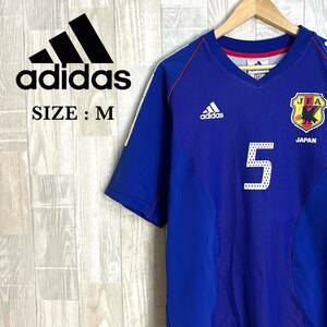 M3744 adidas アディダス　サッカーユニフォーム　Mサイズ　青　CLIMALITE 日本製　トップス　半袖　背番号5番　サッカー日本代表