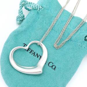 【送料無料】 美品 Tiffany&Co. ティファニー エクストラ ラージ XL オープン ハート シルバー ロング ネックレス STERLING ET55