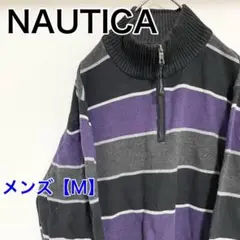 YAP11【US輸入】NAUTICA(ノーティカ)　セーター【メンズM】黒　紫他