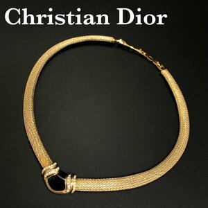 Christian Dior クリスチャン ディオール ヴィンテージ ゴールド ネックレス チョーカー ラインストーン パーティー 正規品 保証 最落無