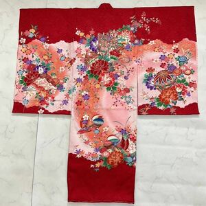 kimono+one◆未使用同然◆産着◆お宮参り◆仕付け糸付◆襦袢付き◆七五三◆３歳用◆女の子着物◆七五三お詣り女の子着物お正月卒業式Y18