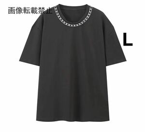 vintage ヴィンテージ レトロ ビジュー 半袖 Tシャツ トップス Lサイズ レディース★ZARA 好きな方に★2024 S/S 春新作 新品未使用★