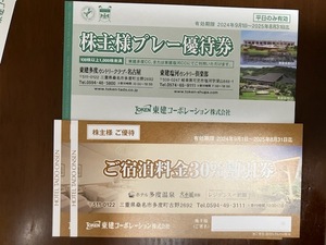 東建 　株主優待券　 プレー優待券 5,000円割引1枚　＆　多度温泉ご宿泊料金30％割引券2枚　～全部で3セットあります～