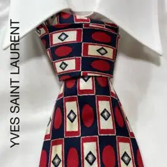 YVES SAINT LAURENT パターン柄 シルク ネクタイ スペイン製