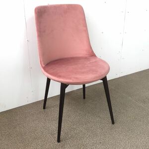 74■未使用 展示品 藤栄 FIS ダイニングチェア 布 ピンク 脚 ブラウン 椅子 イス いす チェア chair 定3.2万 検)アクタス 北欧 カリモク