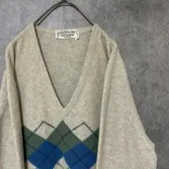 90s ジバンシー　柄ニット　メンズ　XL フランス製　アーガイル　古着　Y2