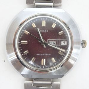 ♪tyis 6131-4 221 不動品 TIMEX タイメックス WATER RESISTANT 27850 02775 赤文字盤 手巻き腕時計 ベルト破損 レトロ