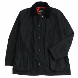 美品○バブアー 222MWX0339 ASHBY WAX JACKET ロゴ刺繍入り ダブルジップ オイルドジャケット/ブルゾン 黒 L ガーメント付き 正規品